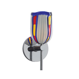 C164-WS4452-83-15 By Alico Lighting-Eleganza Collection Chrome Finish Single-Lamp Wall Sconce With Geo-Candy Glass