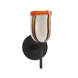 C164-WS4452-87-45 By Alico Lighting-Eleganza Collection Oil-Rubbed Bronze Finish Single-Lamp Wall Sconce With White Opal Glass With Amber Stripes And Top Band