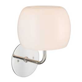 C164-WS6980-10-15 By Alico Lighting-Newton Collection Chrome Finish Newton 120V Sconce W/Lamp. White Opal Glass Shade / Chrome Finish.