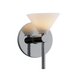 C164-WS700-10-15 By Alico Lighting-Futura Collection Chrome Finish Single-Lamp Wall Sconce With White Opal Duplex Glass Shade
