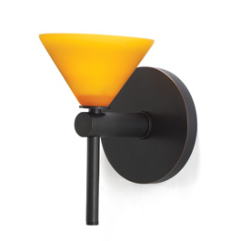 C164-WS700-8-45 By Alico Lighting-Futura Collection Oil-Rubbed Bronze Finish Single-Lamp Wall Sconce With Amber Duplex Glass Shade