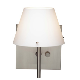 C164-WS7200-10-16M By Alico Lighting-Chapeau Collection Matte Satin Nickel Finish Single-Lamp Wall Sconce With White Opal Shade