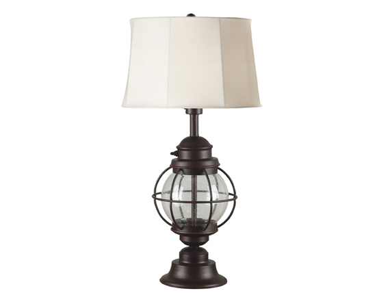 C165-03070 By Kenroy Home-Hatteras Collection Gilded Copper w/Seeded Glass Finish Hatteras Table Lamp