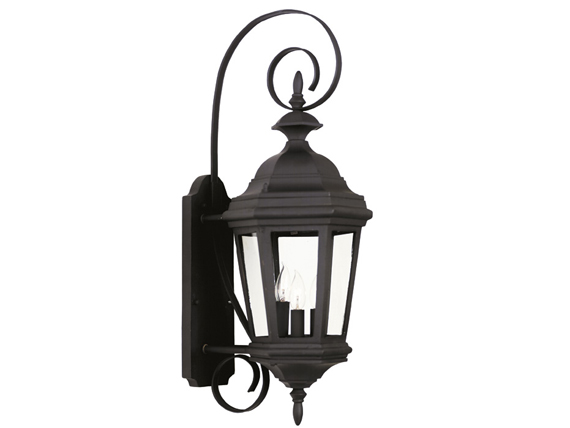 C165-16313BL By Kenroy Home-Estate Collection Black Finish Estate Med 3 Lights Wall Light