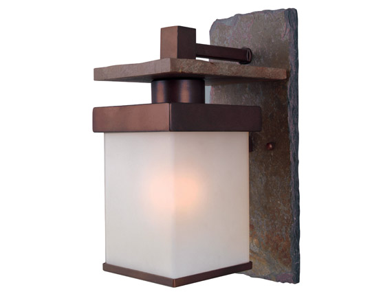 C165-70281COP By Kenroy Home-Boulder Collection Natural Slate with Copper Finish Boulder Sm.Lantern