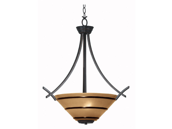 C165-90084ORB By Kenroy Home-Wright Collection Oil Rubbed Bronze Finish Wright 3 Lights. Pendant