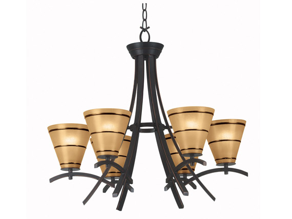 C165-90086ORB By Kenroy Home-Wright Collection Oil Rubbed Bronze Finish Wright 6 Lights. Chandelier