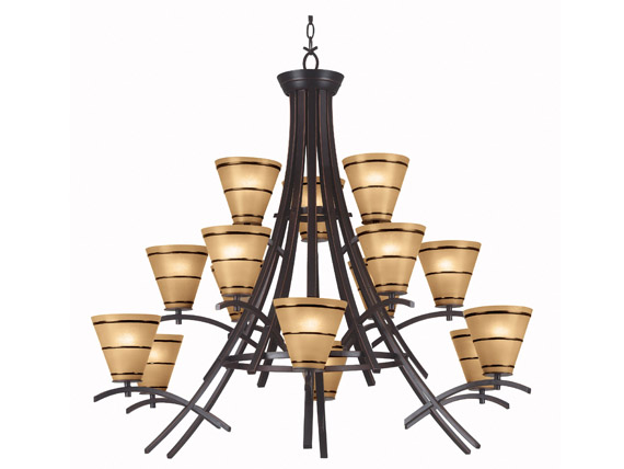 C165-90088ORB By Kenroy Home-Wright Collection Oil Rubbed Bronze Finish Wright 15 Light Chandelier