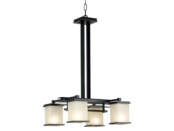 C165-90383ORB By Kenroy Home-Plateau Collection Oil Rubbed Bronze Finish Plateau 4 Lights Chandelier