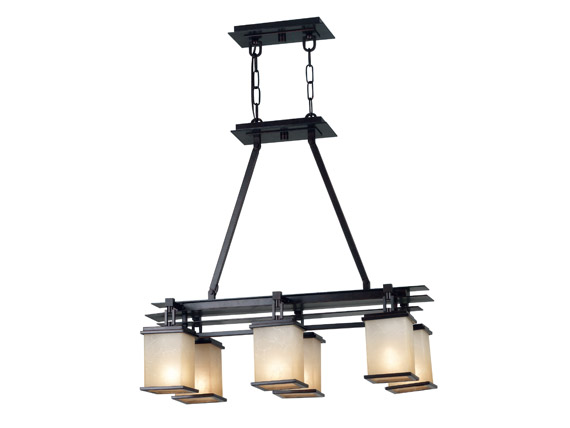 C165-90386ORB By Kenroy Home-Plateau Collection Oil Rubbed Bronze Finish Plateau 6 Lights. Island Light
