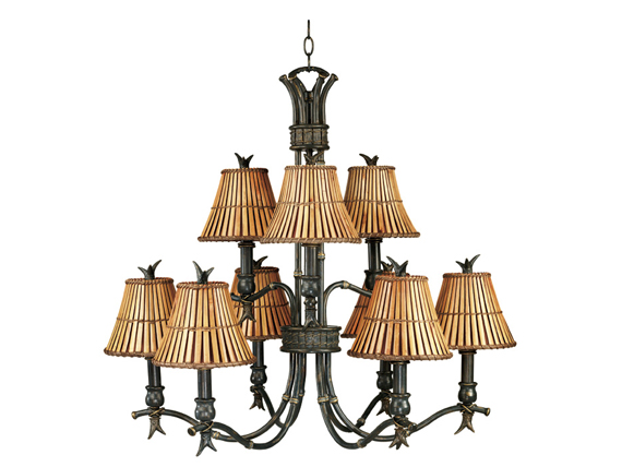 C165-90459BH By Kenroy Home-Kwai Collection Bronze Heritage Finish Kwai Chandelier - 3+6 Lights