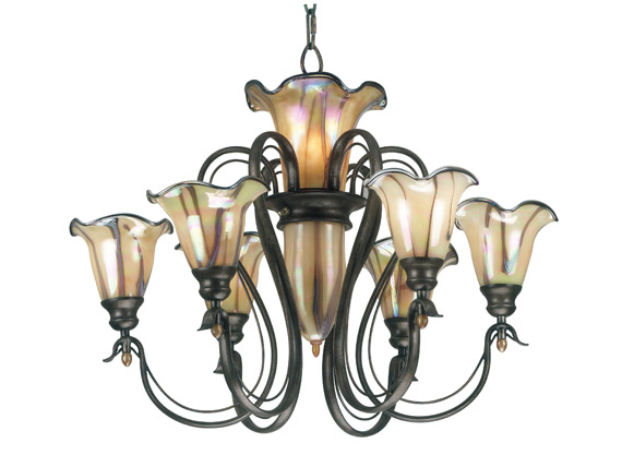 C165-90896TS By Kenroy Home-Inverness Collection Tuscan Silver Finish Inverness 6+3 Lights. Chandelier