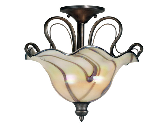 C165-90898TS By Kenroy Home-Inverness Collection Tuscan Silver Finish Inverness 2 Lights. Semi Flush