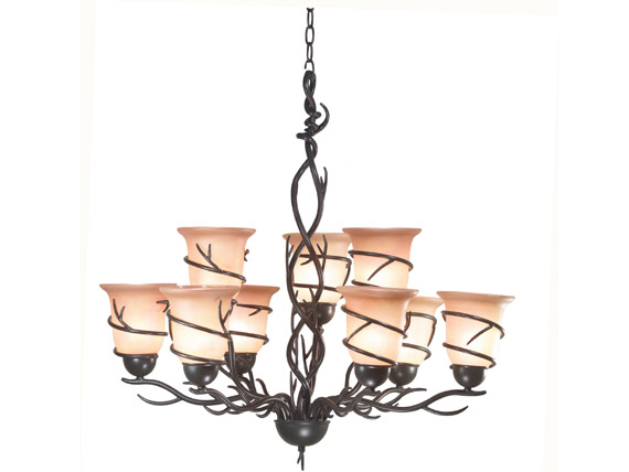 C165-90909BRZ By Kenroy Home-Twigs Collection Bronze Finish Twigs Chandelier - 6 + 3 Lights