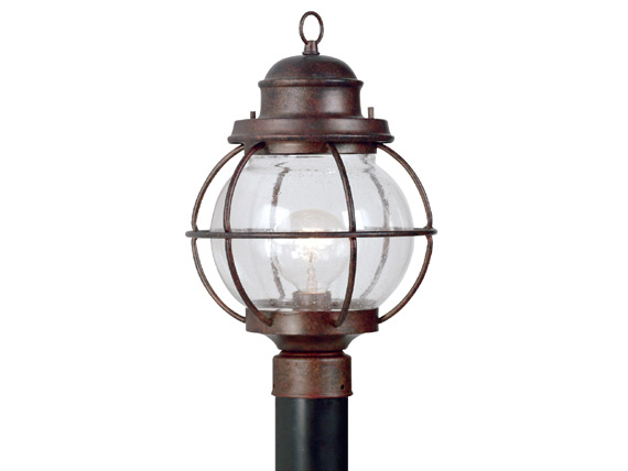 C165-90967GC By Kenroy Home-Hatteras Collection Gilded Copper Finish Hatteras 1 Light Bl Post Lantrn