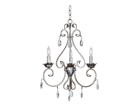 C165-91343WS By Kenroy Home-Antoinette Collection Weathered Silver w/Glass Accents Finish Antoinette Chandelier - 3 Lights