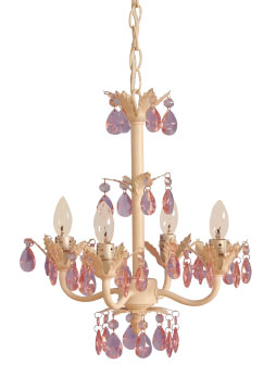 C167-CCH4PL004 By Sleeping Partners-Tadpoles Collection Pink Finish 4 bulb Flower Chandelier