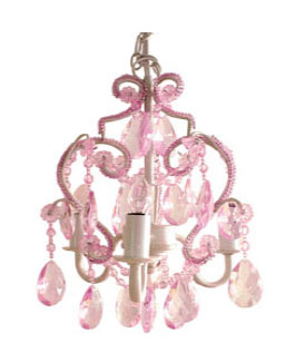 C167-CCHAPL004 By Sleeping Partners-Tadpoles Collection Pink Sapphire Finish 3 Bulb Chandelier