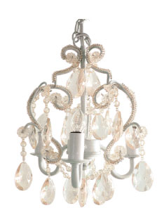 C167-CCHAPL010 By Sleeping Partners-Tadpoles Collection White Diamond Finish 3 Bulb Chandelier