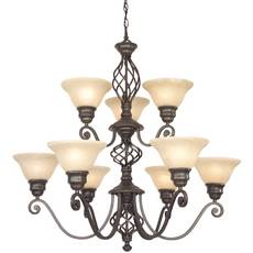 C170-1962-75 By Dolan Designs-Atlantis Collection Georgian Finish 9 Light 2 Tier Chandelier