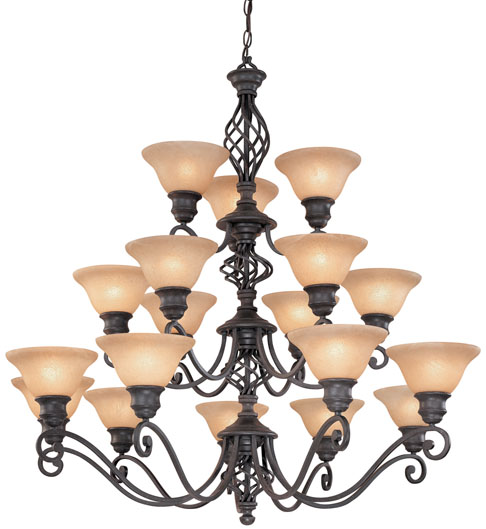 C170-1963-75 By Dolan Designs-Atlantis Collection Georgian Finish 18 Light 3 Tier Chandelier