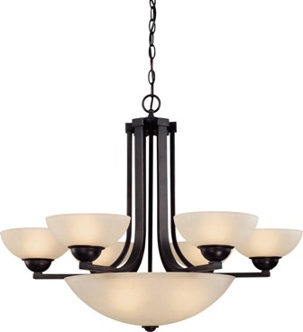C170-205-78 By Dolan Designs-Fireside Collection Bolivian Finish 6+3 Light Bowl Chandelier