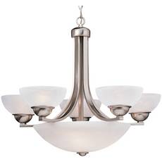 C170-208-09 By Dolan Designs-Fireside Collection Satin Nickel Finish 5+3 Light Bowl Chandelier
