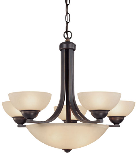 C170-208-78 By Dolan Designs-Fireside Collection Bolivian Finish 5+3 Light Bowl Chandelier