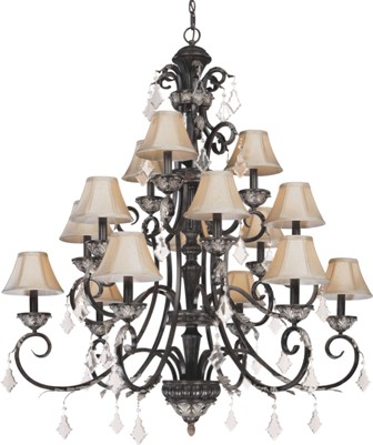 C170-2103-148 By Dolan Designs-Florence Collection Polished Brass Finish 15 Light 3 Tier Chandelier