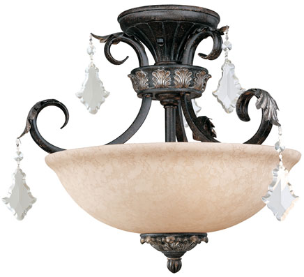 C170-2105-148 By Dolan Designs-Florence Collection Polished Brass Finish 3 Light Semi Flushmount