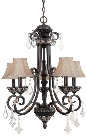 C170-2109-148 By Dolan Designs-Florence Collection Polished Brass Finish 5 Light Mini Chandelier