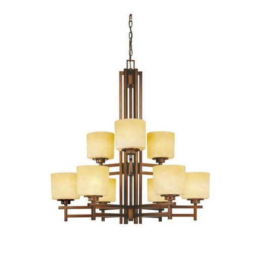 C170-2812-133 By Dolan Designs Roxbury Collection English Bronze Finish 9 Light 2 Tier Chandelier
