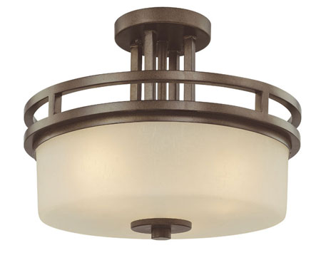 C170-2885-62 By Dolan Designs Multnomah Collection Heirloom Bronze Finish 3 Light Semi Flushmount
