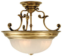 C170-525-18 By Dolan Designs-Richland Collection Old Brass Finish 3 Light Semi Flushmount