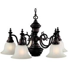 C170-660-30 By Dolan Designs-Richland Collection Royal Bronze Finish 5 Light +Downlight Chandelier