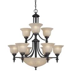 C170-664-78 By Dolan Designs-Richland Collection Bolivian Finish 9+5 Light 2 Tier Bowl Chandelier