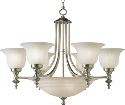 C170-665-09 By Dolan Designs-Richland Collection Satin Nickel Finish 6+3 Light Bowl Chandelier