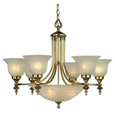 C170-665-18 By Dolan Designs-Richland Collection Old Brass Finish 6+3 Light Bowl Chandelier