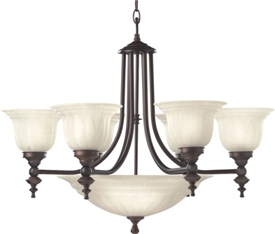 C170-665-30 By Dolan Designs-Richland Collection Royal Bronze Finish 6+3 Light Bowl Chandelier