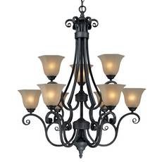 C170-777-34 By Dolan Designs-Winston Collection Olde World Iron Finish 9 Light 2 Tier Chandelier