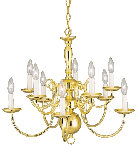C171-6608800 By Westinghouse - Polished Brass Finish 10 Light Chandelier