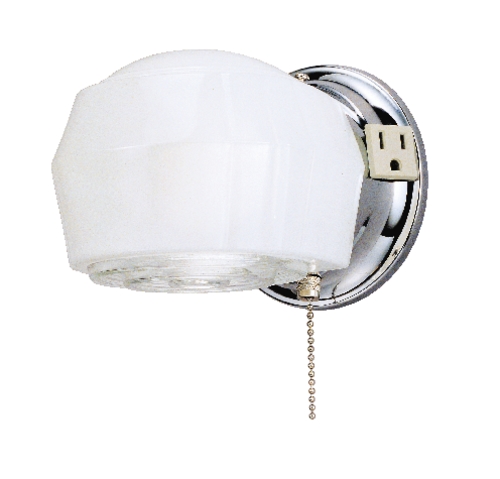 C171-6640200 By Westinghouse - Chrome Finish 1 Light Wall with Grounded Convenience Outlet and Pull Chain