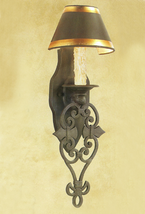 C173-ADA 146-2 By Artdemexico - Iron Lighting Collection Antique Green Finish Wrought Iron Wall Light-ADA-Compliant