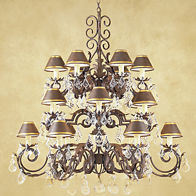 C173-CC002-1 By ARTE DE MEXICO - Iron Lighting Collection Wrought Iron Chandelier with Crystals