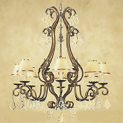 C173-CC003-1 By ARTE DE MEXICO - Iron Lighting Collection Premium Gold Reale Finish Wrought Iron Chandelier with Crystals