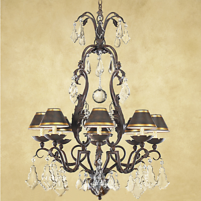 C173-CC008-1 By ARTE DE MEXICO - Iron Lighting Collection Antique Umber Finish Wrought Iron Chandelier with Crystals