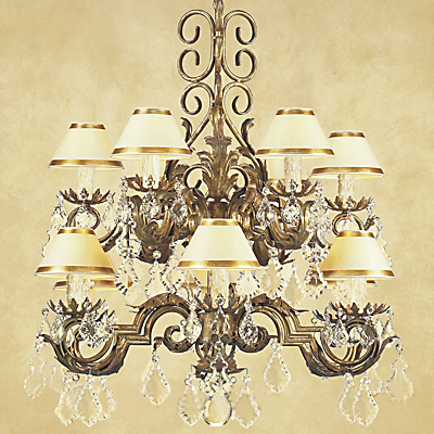 C173-CC011-1 By ARTE DE MEXICO - Iron Lighting Collection Premium Gold Reale Finish Wrought Iron Chandelier with Crystals