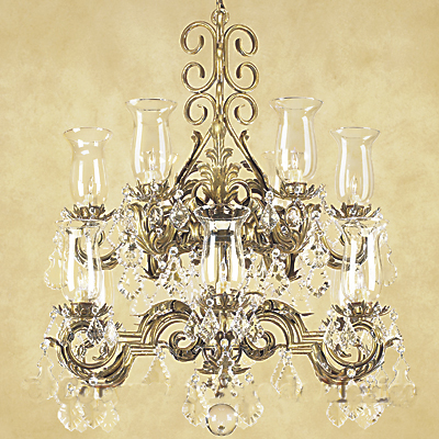 C173-CC012-1 By ARTE DE MEXICO - Iron Lighting Collection Premium Antique Gold Finish Wrought Iron Chandelier with Crystals