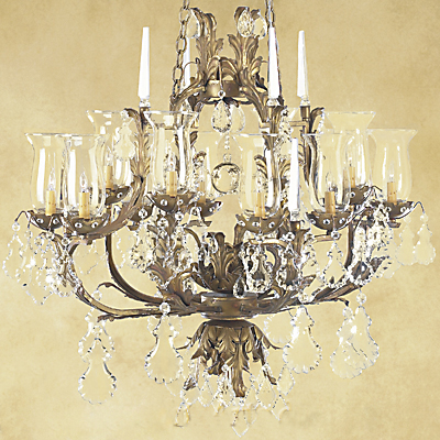 C173-CC013-1 By ARTE DE MEXICO - Iron Lighting Collection Premium Gold Reale Finish Wrought Iron Chandelier with Crystals