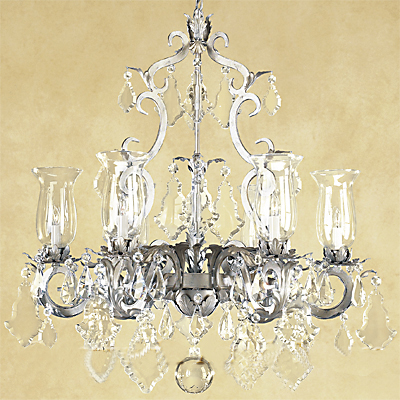 C173-CC015-1 By ARTE DE MEXICO - Iron Lighting Collection Antique Silver Finish Wrought Iron Chandelier with Crystals